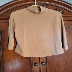 Mock turtleneck tan top 3/4 sleeve